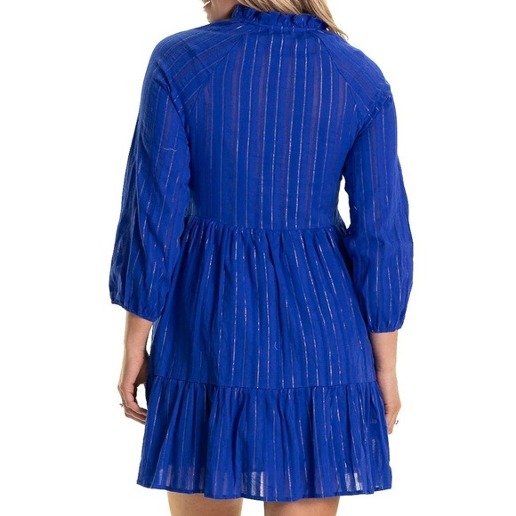 DUFFIELD LANE WREN DRESS BRIGHT BLUE METALLIC Size Small - Picture 3 of 8